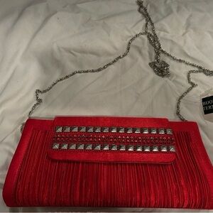Red Studded Clutch Bag
